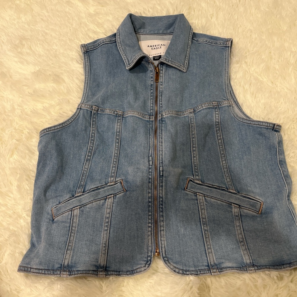 American Eagle Outfitters Blue Denim Vest
